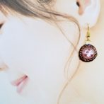 ピンクの宇宙デニッシュ切り絵イヤーアクセサリー着画