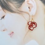 ラズベリーの切り絵イヤーアクセサリー着画