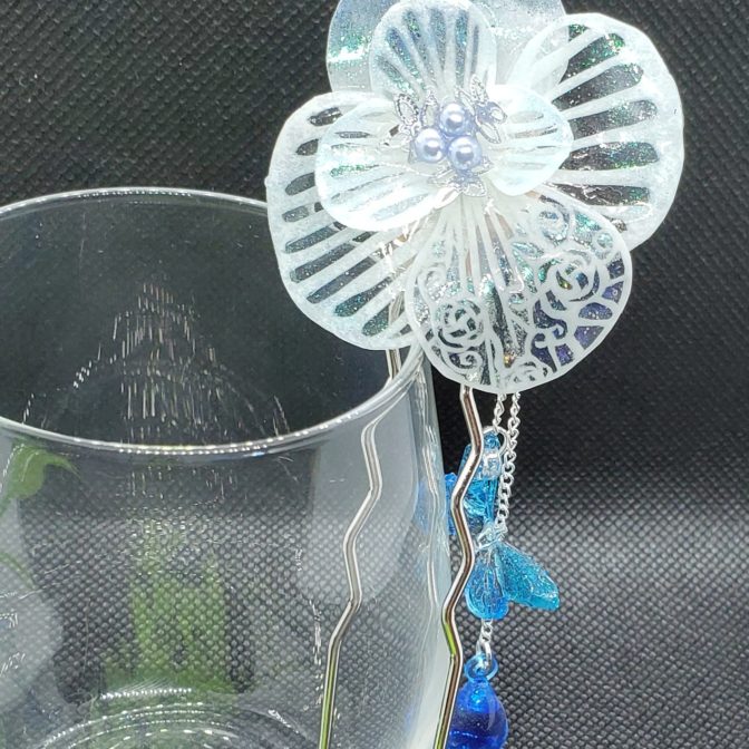 切り絵花簪ホワイト