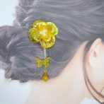 切り絵花簪イエロー着画