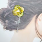 切り絵花簪ゴールド着画