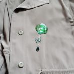 切り絵花ブローチ緑有料オプション付き