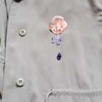 切り絵花ブローチ桃有料オプション付き