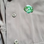 切り絵花ブローチ緑