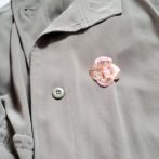 切り絵花ブローチ桃