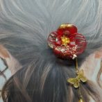 切り絵花クリップ赤有料オプション付き
