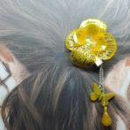 切り絵花クリップ黄有料オプション付き