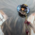 切り絵花クリップ黒有料オプション付き