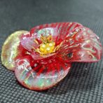 切り絵花ブローチ赤