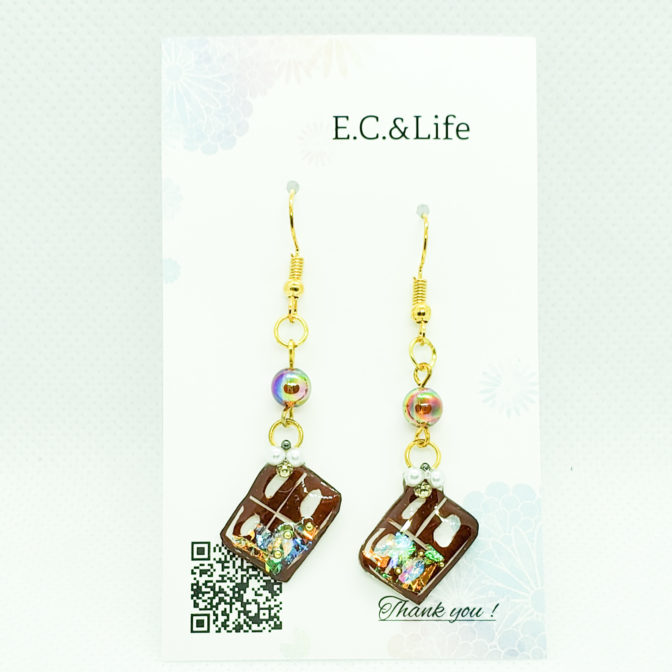 チョコレートの切り絵イヤーアクセサリー