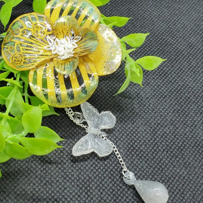 切り絵花簪ゴールド