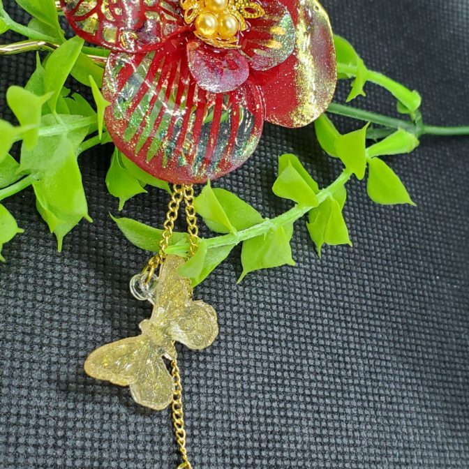 切り絵花簪レッド