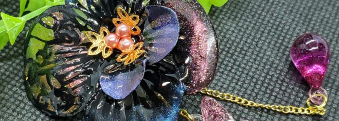 切り絵花簪ブラック