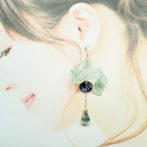 切り絵花弁群青着画