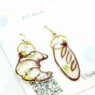 クロワッサンとフランスパンの切り絵ピアス/イヤリング