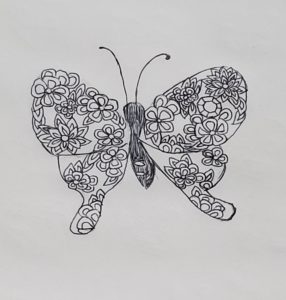 つまみ細工切り絵コラボ作品下絵