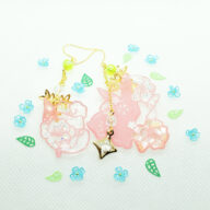 桜とうさぎの春色切り絵ピアス/イヤリング