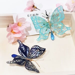 切り絵蝶々空色