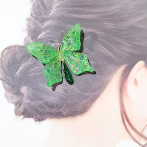 蝶々かんざし黄緑着画