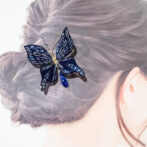 蝶々切り絵群青着画