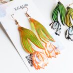 オレンジチューリップ切り絵レジン