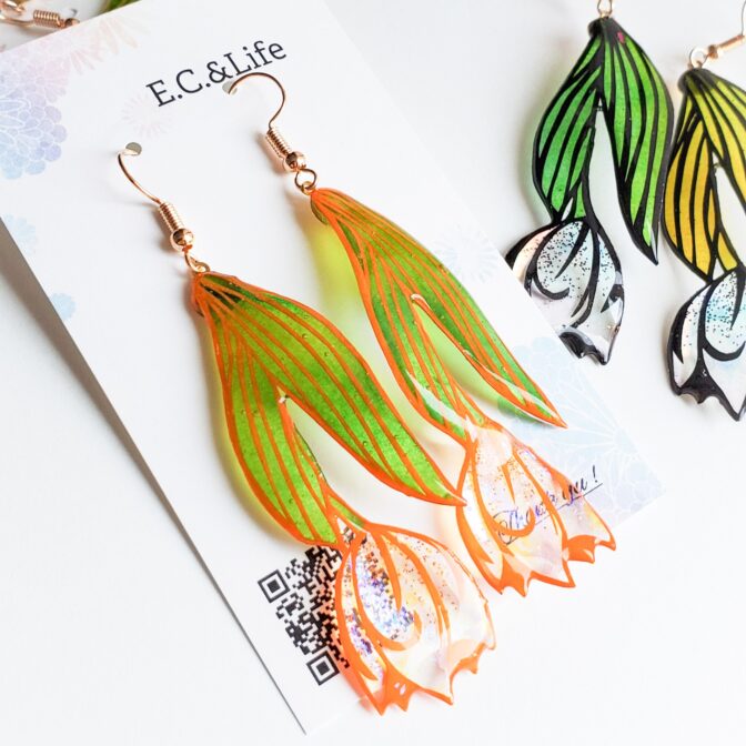 オレンジチューリップ切り絵レジン