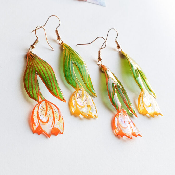 切り絵チューリップ黄色オレンジ