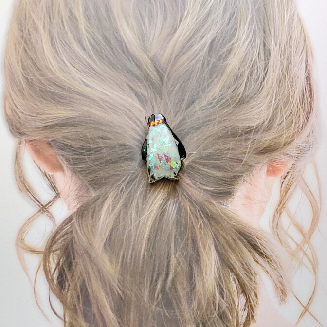 氷ペンギンヘアゴム着画