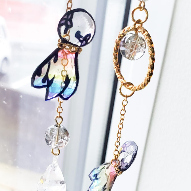 てるてるぼうずの切り絵ピアス/イヤリング