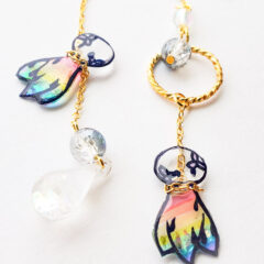 新作：てるてるぼうずの切り絵ピアス/イヤリング