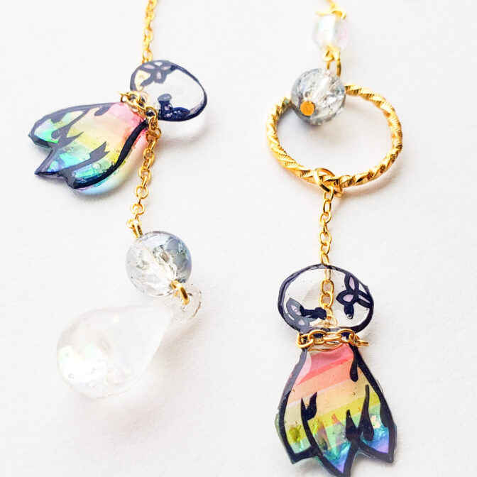 てるてるぼうずの切り絵ピアス/イヤリング