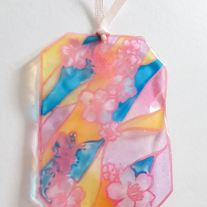 切り絵レジンブックマーカー　桜　チョウ