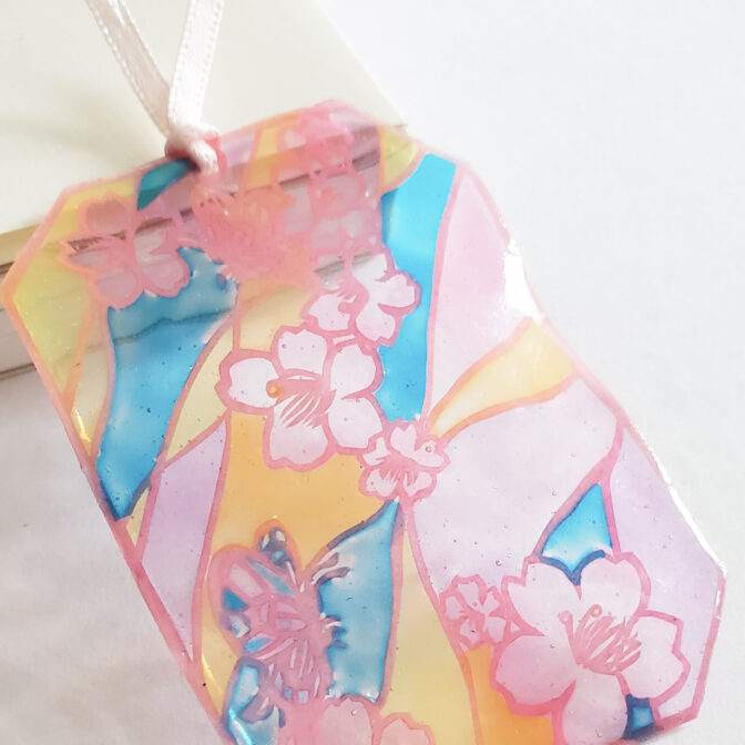 桜チョウ切り絵レジンブックマーカー
